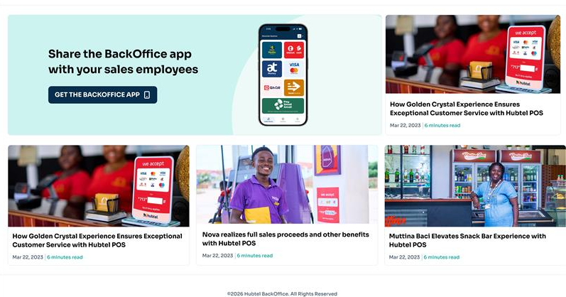 hubtel backoffice page